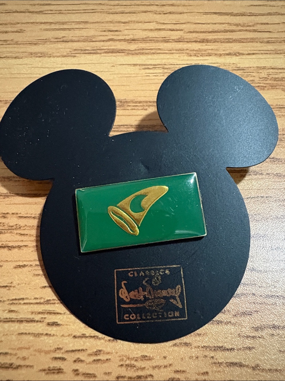 Disney Green Enamel Pin with Gold Horn Motif